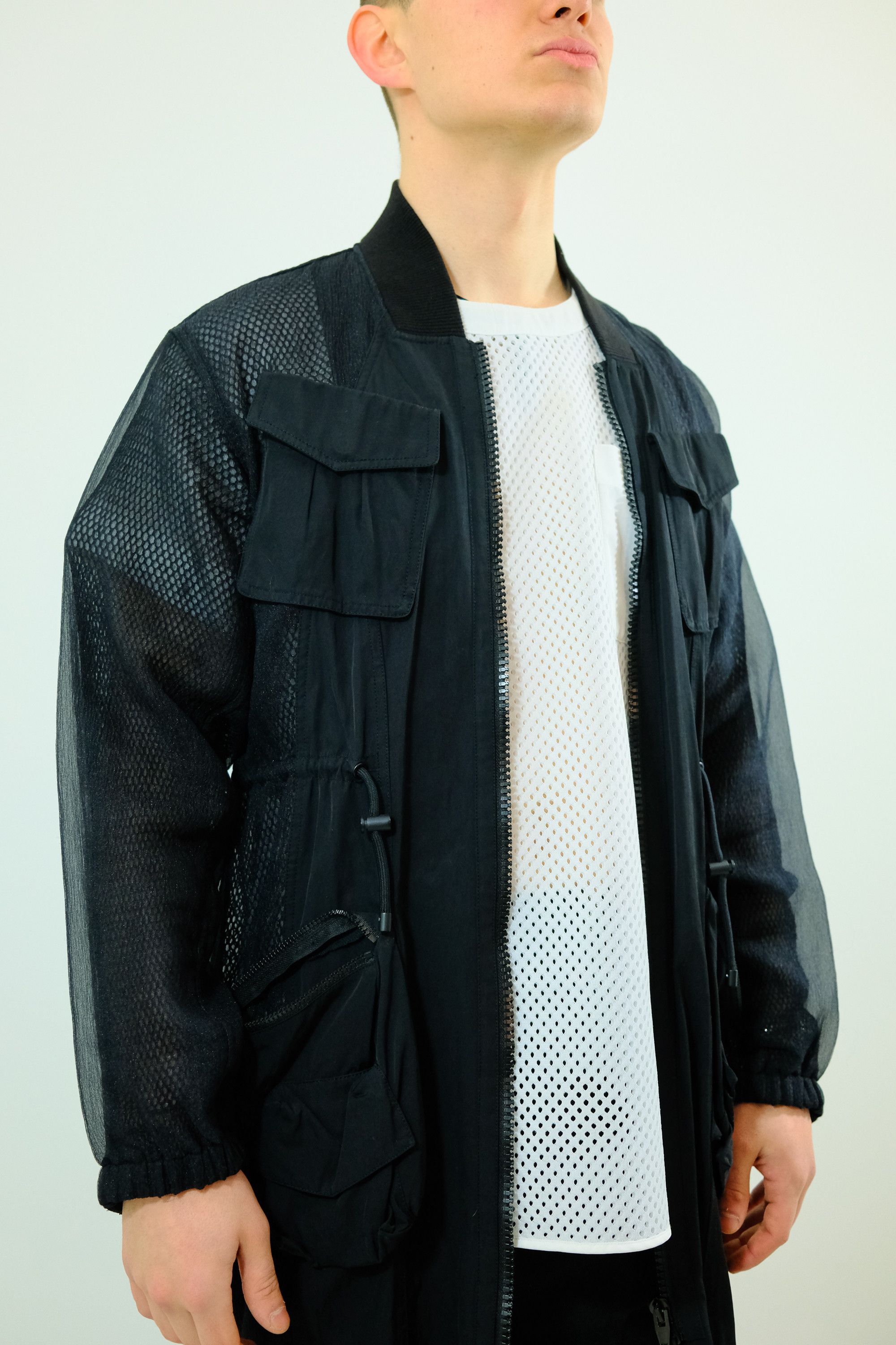 image of Alexander Wang Ss12 Runway Mesh Bomber Jacket in Black, Men's (Size Large)