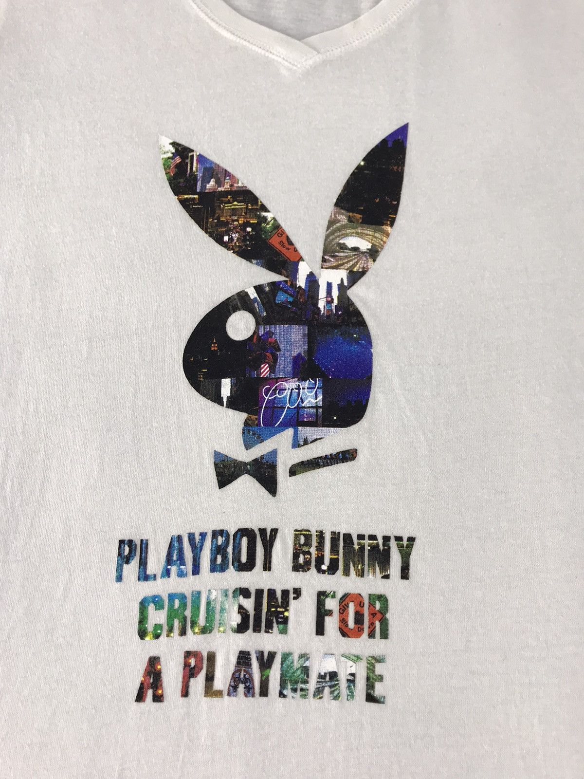 Playboy Big Bunny Head Logo Spell Out Tee Size M / US 6-8 / IT 42-44 - 2 Thumbnail