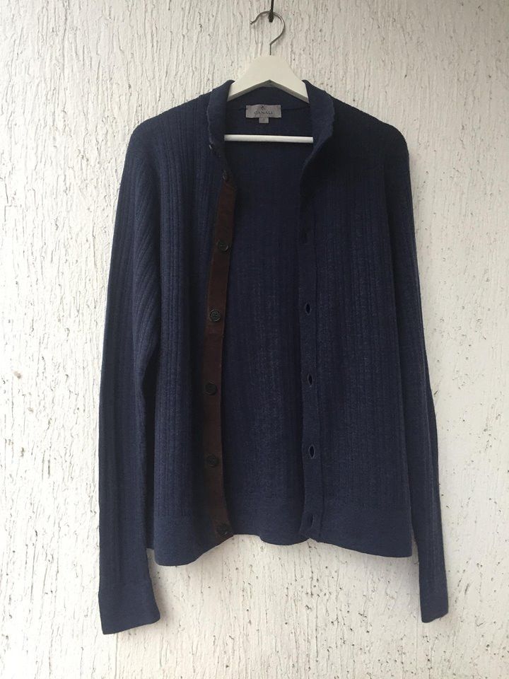 Canali leather elbow wool cardigan Size US L / EU 52-54 / 3 - 2 Thumbnail