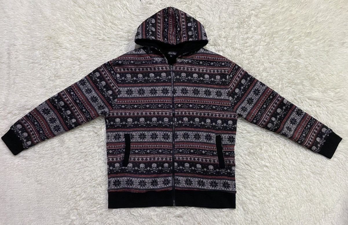 Japanese Brand Fullprint Skulls Fleece Lined Zipper Hoodie Knitwear Jacket Size US L / EU 52-54 / 3 - 2 Thumbnail