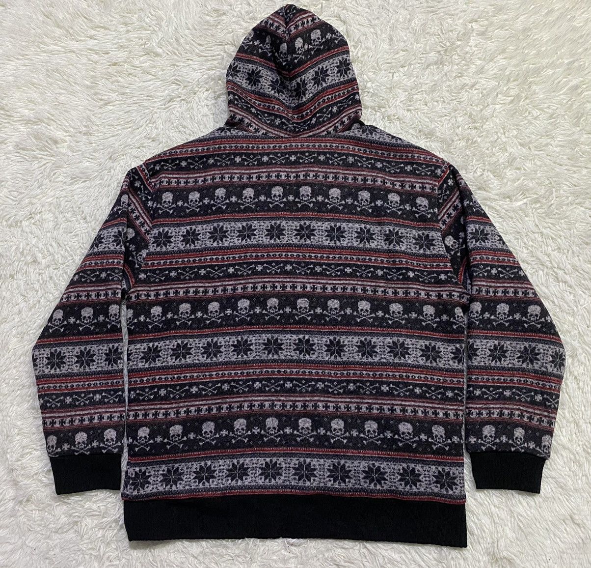 Japanese Brand Fullprint Skulls Fleece Lined Zipper Hoodie Knitwear Jacket Size US L / EU 52-54 / 3 - 8 Thumbnail