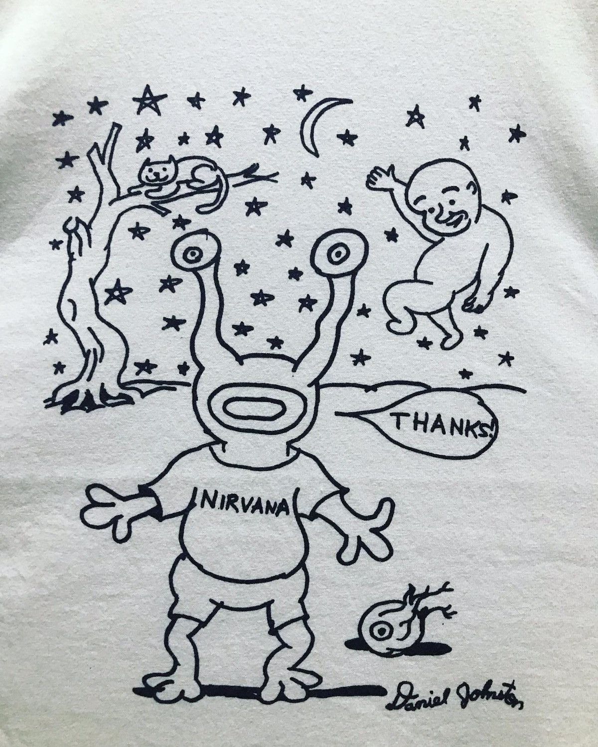Band Tees × Vintage RARE! Vintage 00s Daniel Johnston "Nirvana" Band Tee Shirt Size US L / EU 52-54 / 3 - 4 Thumbnail