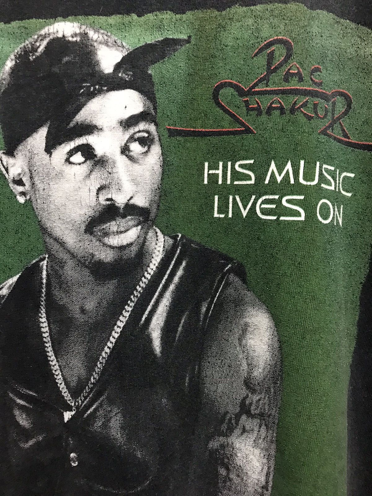 Rap Tees × Vintage Vintage 90s Tupac Shakur His Music Lives On Rap Tees Shirt Size US L / EU 52-54 / 3 - 3 Thumbnail