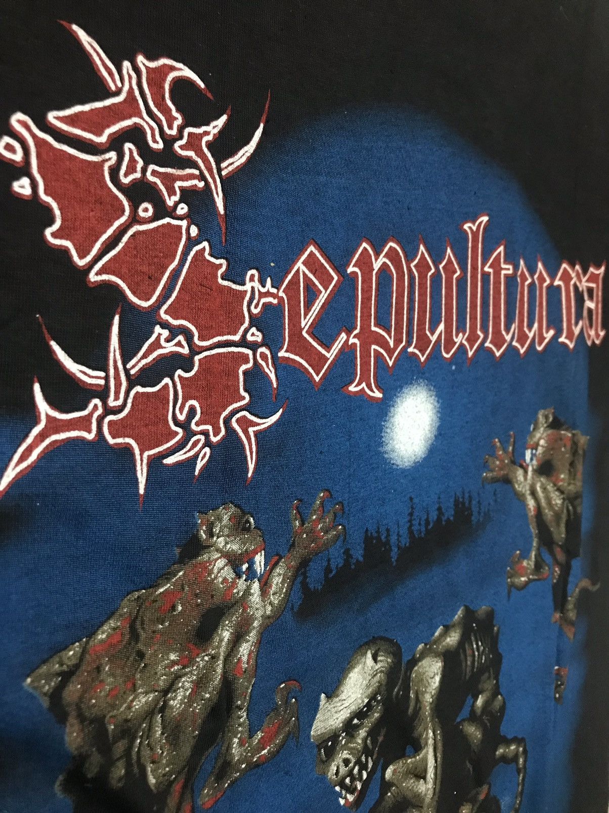 Band Tees × Vintage RARE! NOS! Vintage 90s SEPULTURA Metal Band Tee Shirt Size US L / EU 52-54 / 3 - 5 Thumbnail