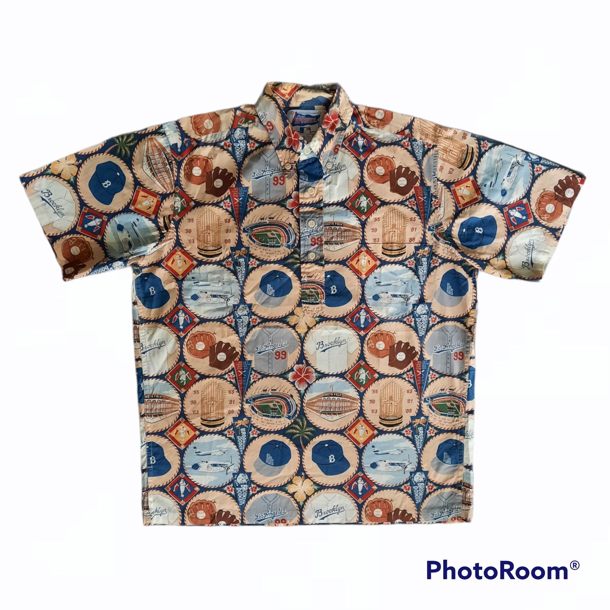 Vintage LOS ANGELES DODGERS MLB Reyn Spooner Cotton Hawaiian Shirt