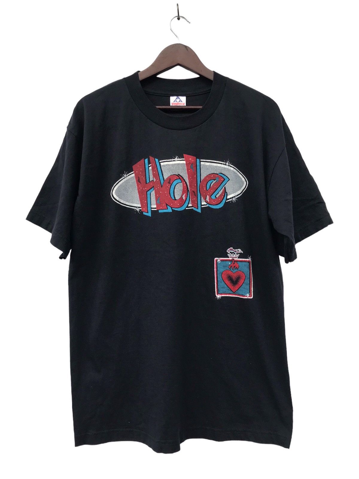 image of Band Tees x Rock Tees Vintage 90's Hole Courtney Love Grunge Band Tee Shirt in Black (Size Large)