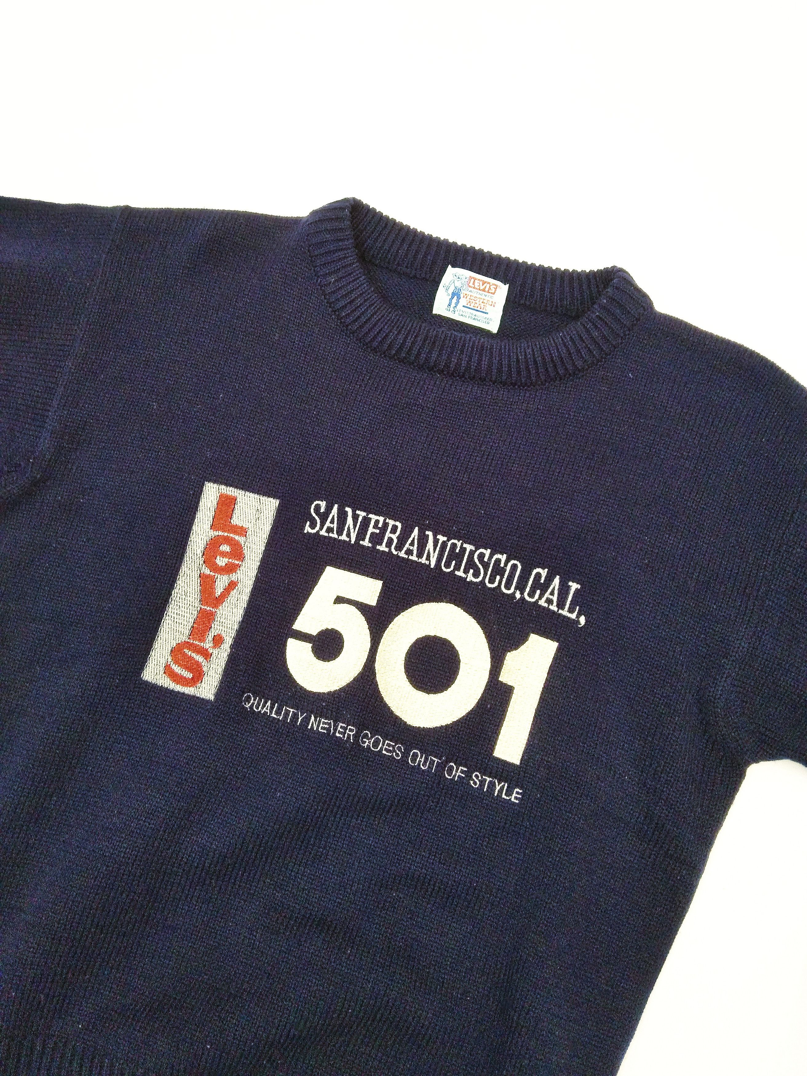 Levi's × Vintage Vintage Levis 501 Knitwear Embroidered Big Logo Size US S / EU 44-46 / 1 - 2 Thumbnail