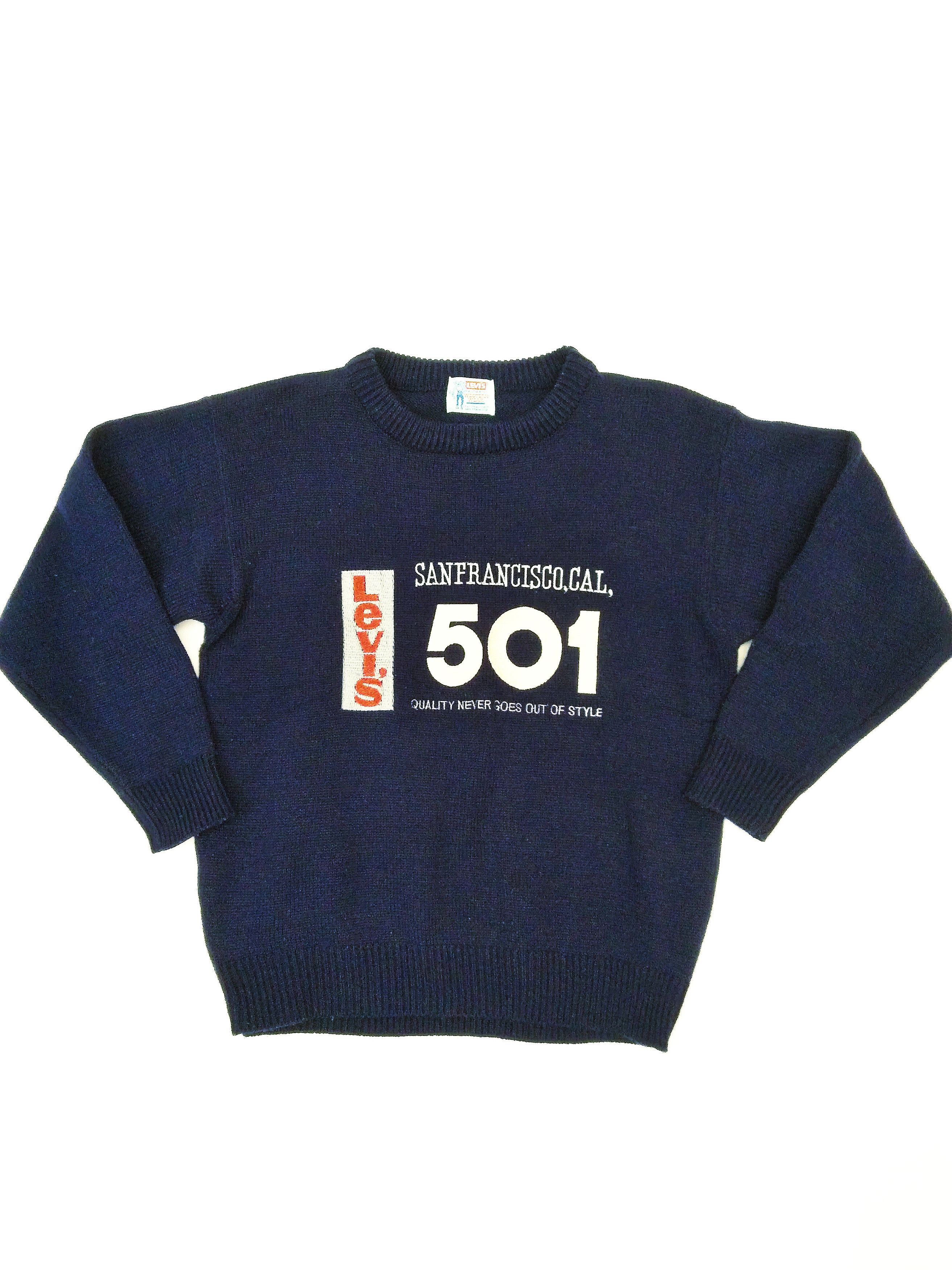 Levi's × Vintage Vintage Levis 501 Knitwear Embroidered Big Logo Size US S / EU 44-46 / 1 - 1 Thumbnail