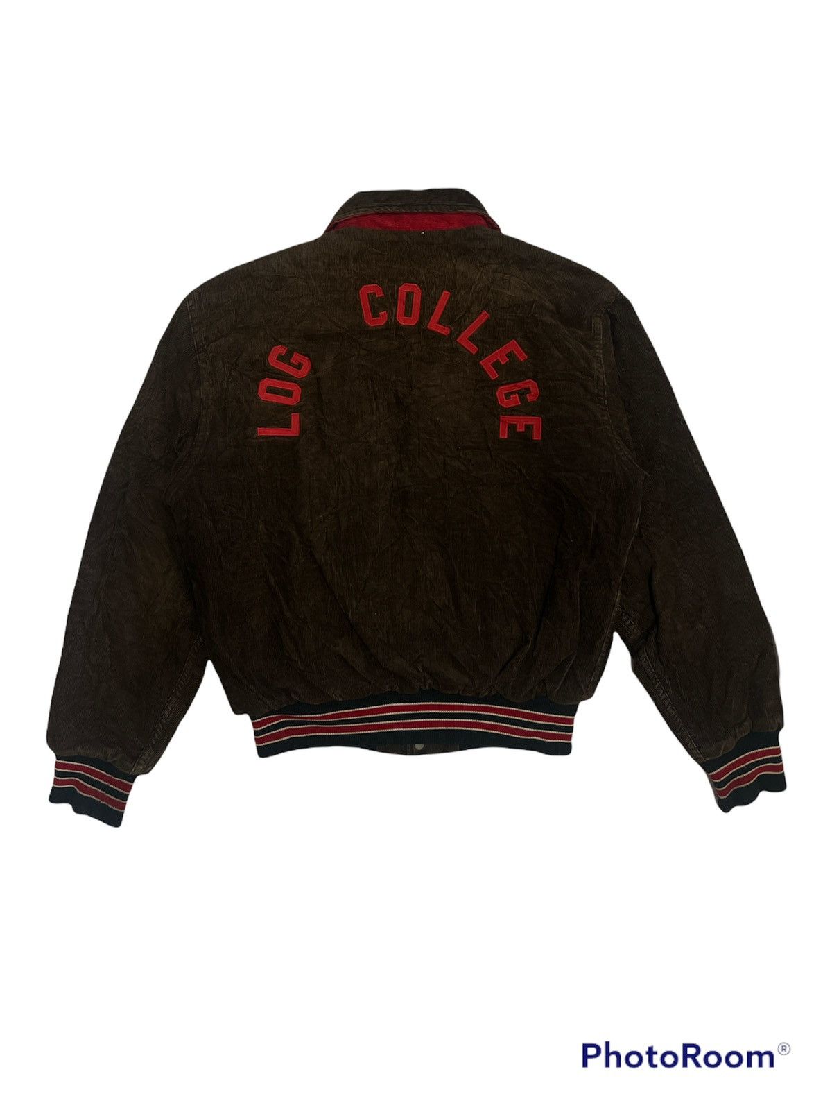 image of Varsity Jacket x Vintage 80’S Log College Rennoe Varsity Corduroy in Brown Tan, Men's (Size Medium)