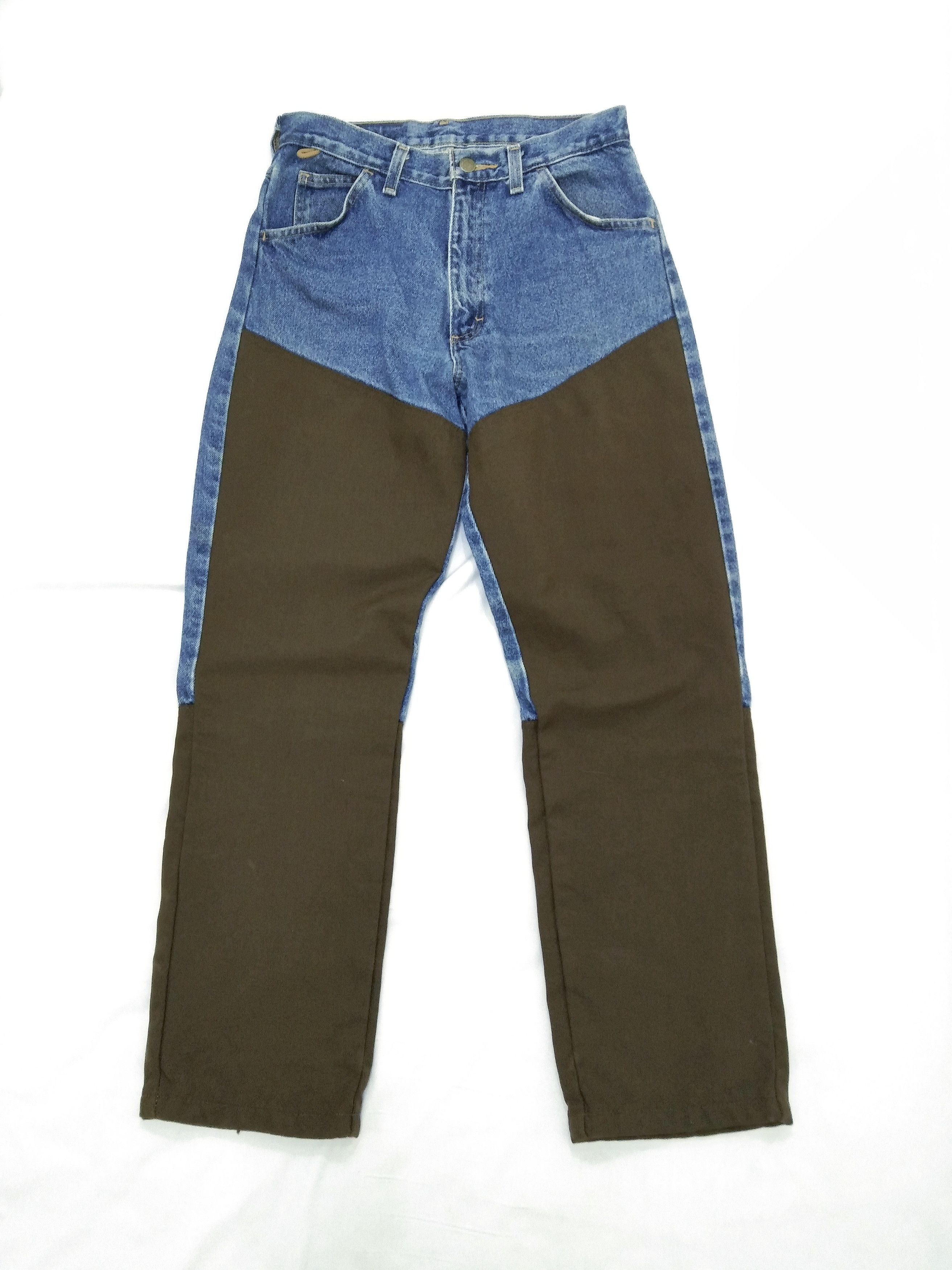 Image of Vintage Wrangler Double Knee Hunting Pants Jeans in Blue/Brown, Men's (Size 30)