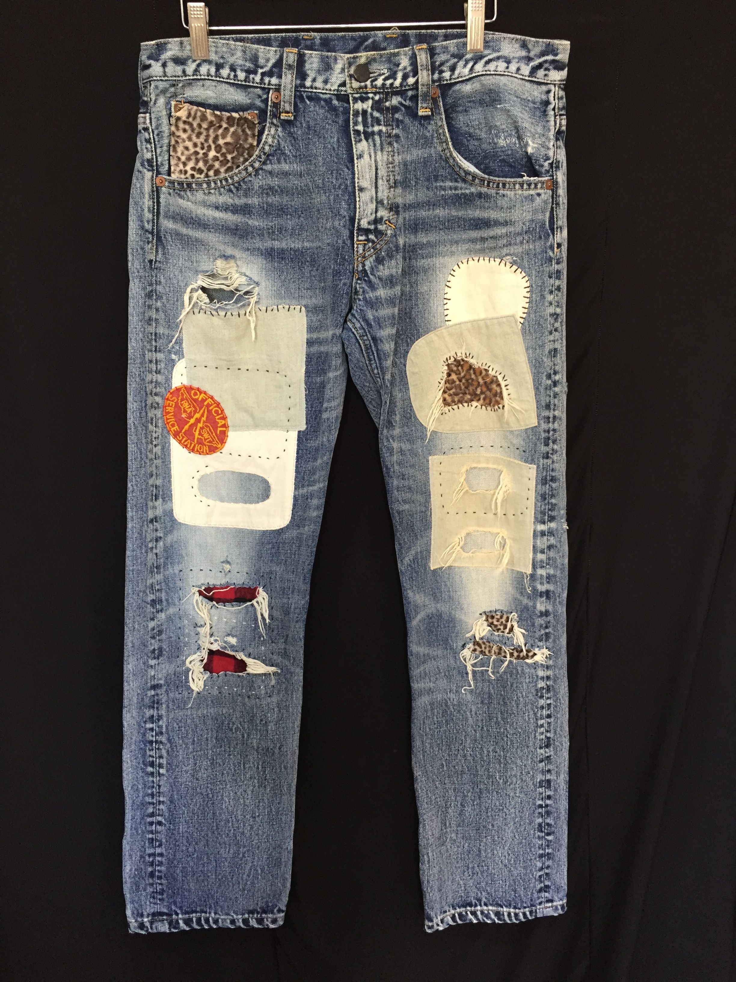 Japanese Brand RNA Pre DNA patchwork distressed pants kapital boro Size US 30 / EU 46 - 3 Thumbnail