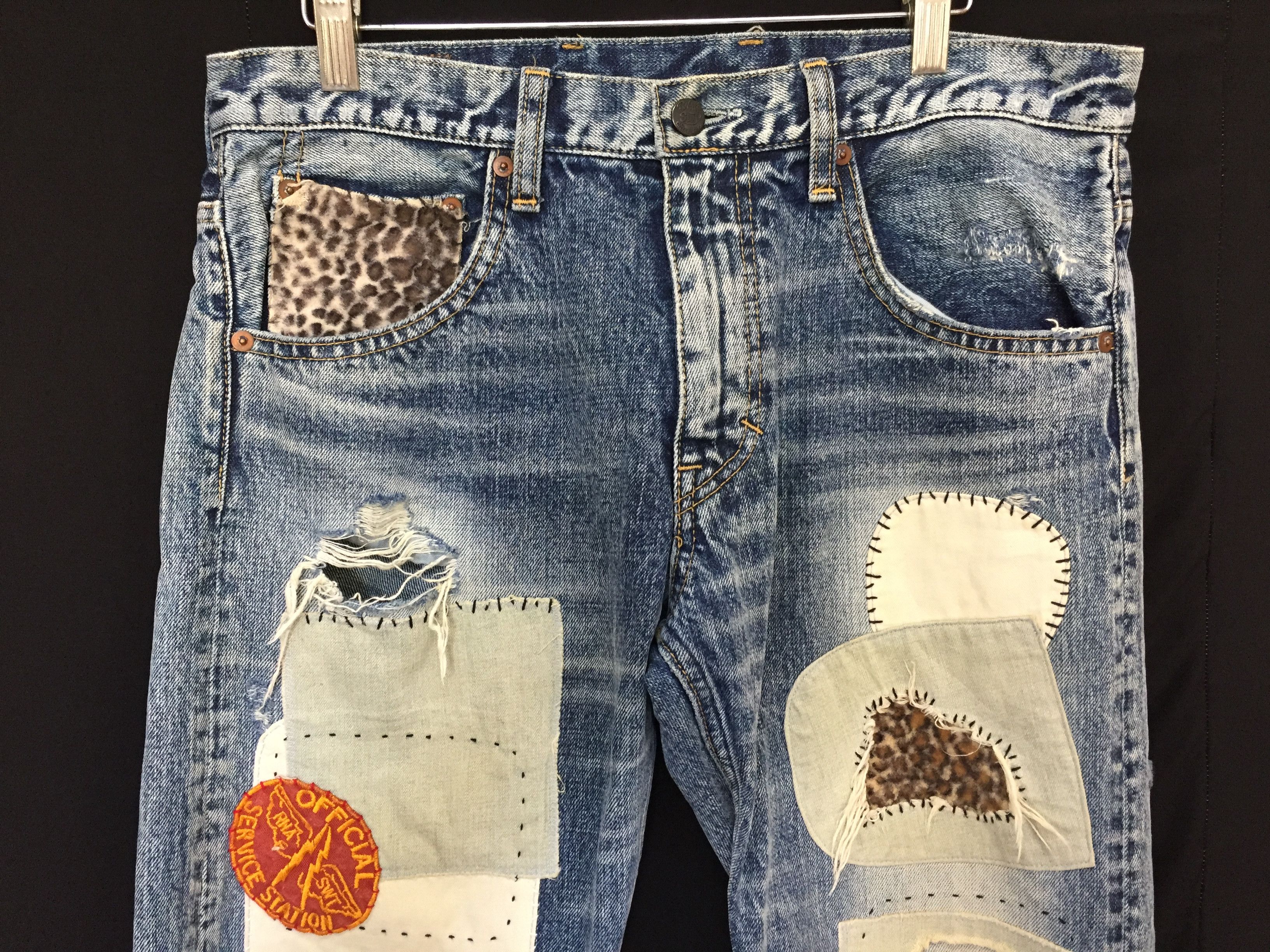 Japanese Brand RNA Pre DNA patchwork distressed pants kapital boro Size US 30 / EU 46 - 4 Thumbnail