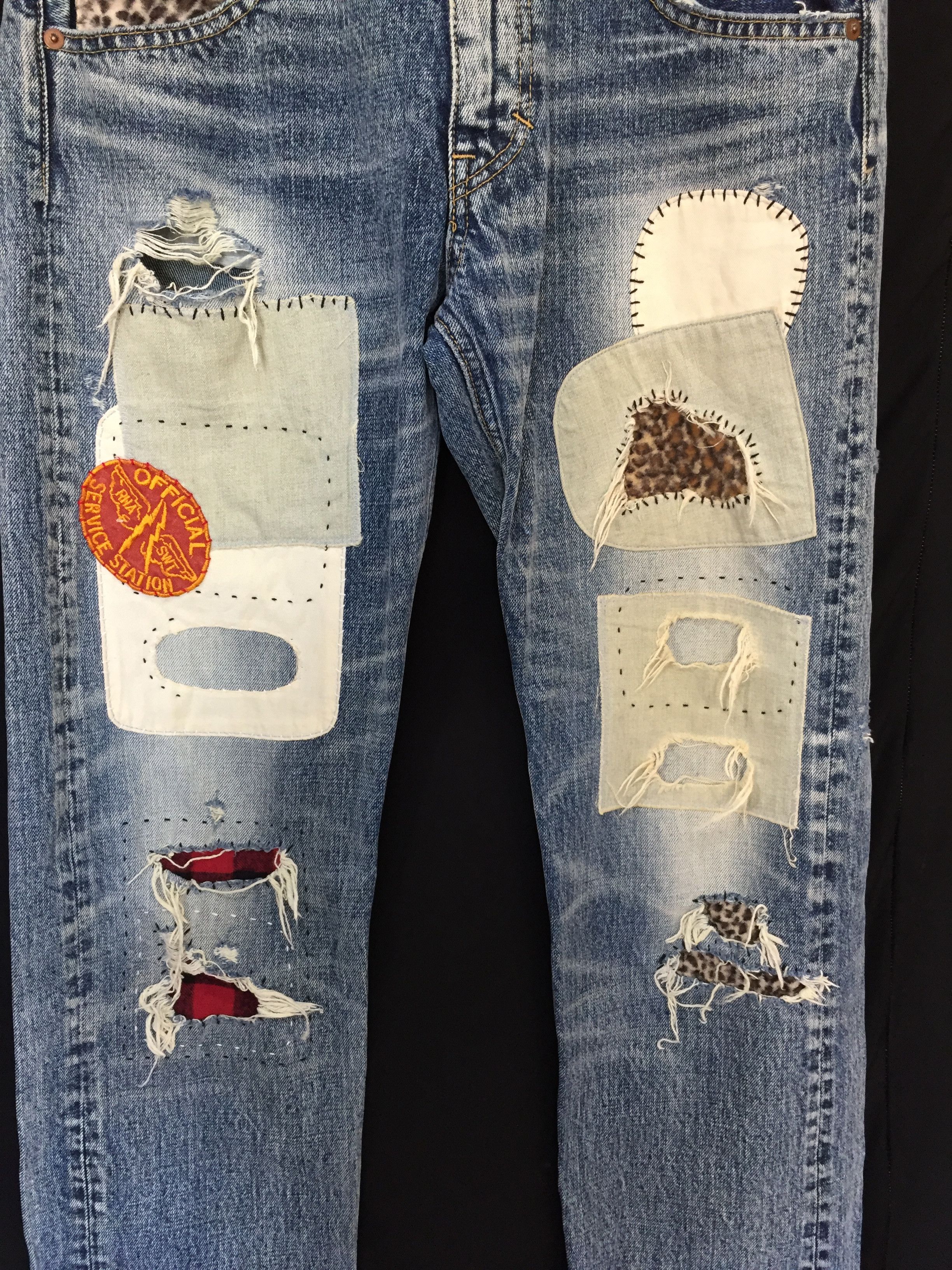 Japanese Brand RNA Pre DNA patchwork distressed pants kapital boro Size US 30 / EU 46 - 5 Thumbnail