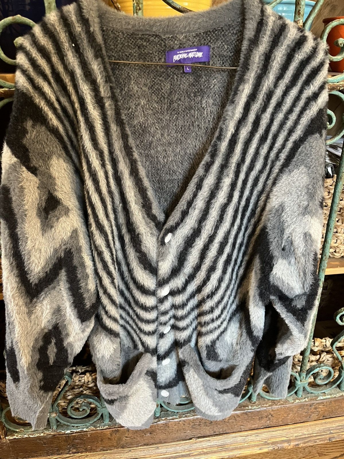 Fucking Awesome Fucking Awesome Acid Hairy Cardigan black/grey