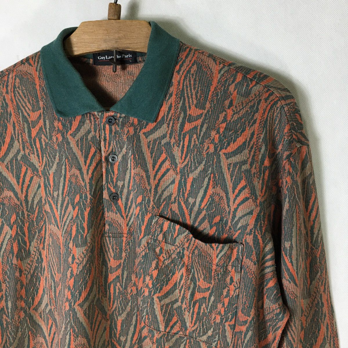 Designer × Guy Laroche × Vintage Rare! Guy Laroche Paris Artisanal Abstract Jacquard Polo Size US L / EU 52-54 / 3 - 3 Thumbnail