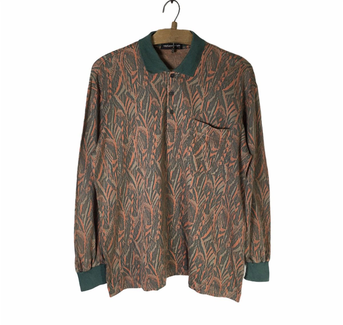 Designer × Guy Laroche × Vintage Rare! Guy Laroche Paris Artisanal Abstract Jacquard Polo Size US L / EU 52-54 / 3 - 1 Thumbnail