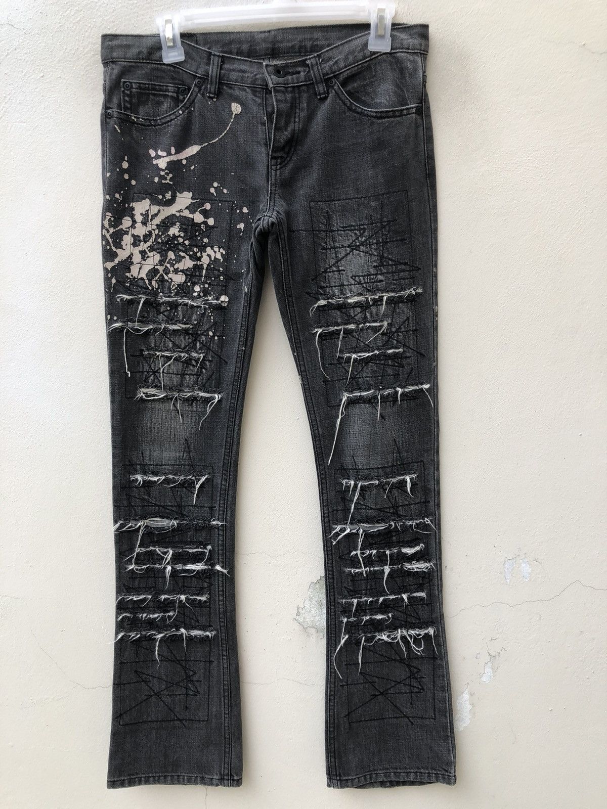 Hysteric Glamour × Vintage Vintage HG Japan Rips ZigZag Patchwork Denim Flare Jeans Size US 29 - 6 Thumbnail