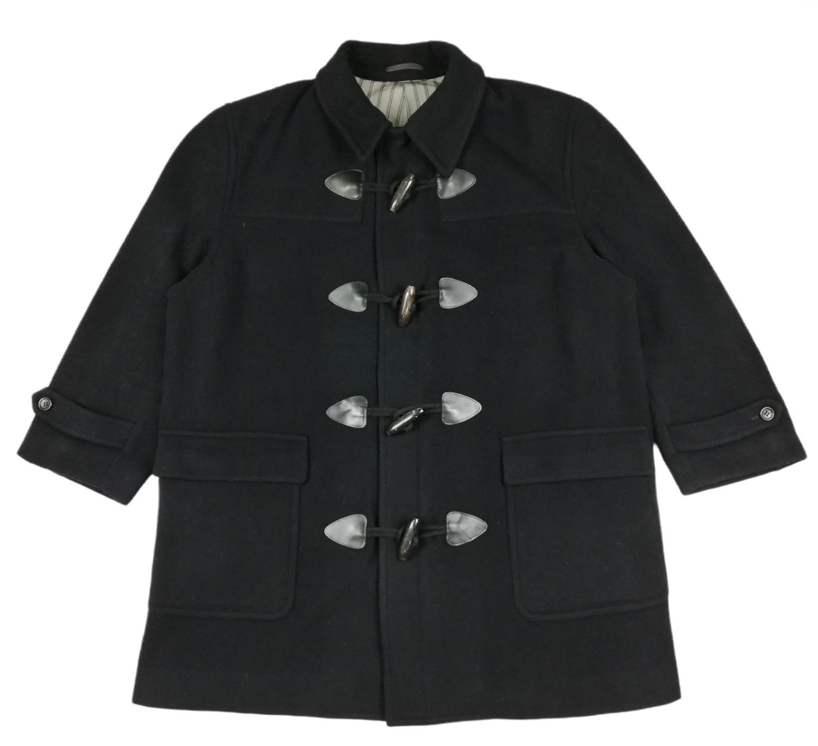 Comme des Garcons × Comme des Garcons Homme Plus 🔥Archival CDGH 1980's Black Wool Heavy Duffle Coat Jacket Size US M / EU 48-50 / 2 - 2 Thumbnail