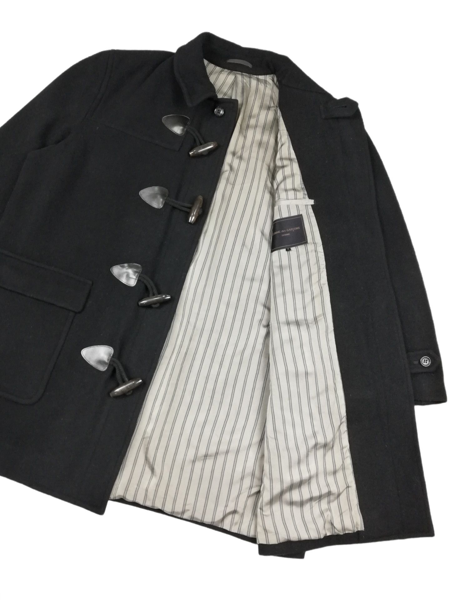 Comme des Garcons × Comme des Garcons Homme Plus 🔥Archival CDGH 1980's Black Wool Heavy Duffle Coat Jacket Size US M / EU 48-50 / 2 - 9 Thumbnail