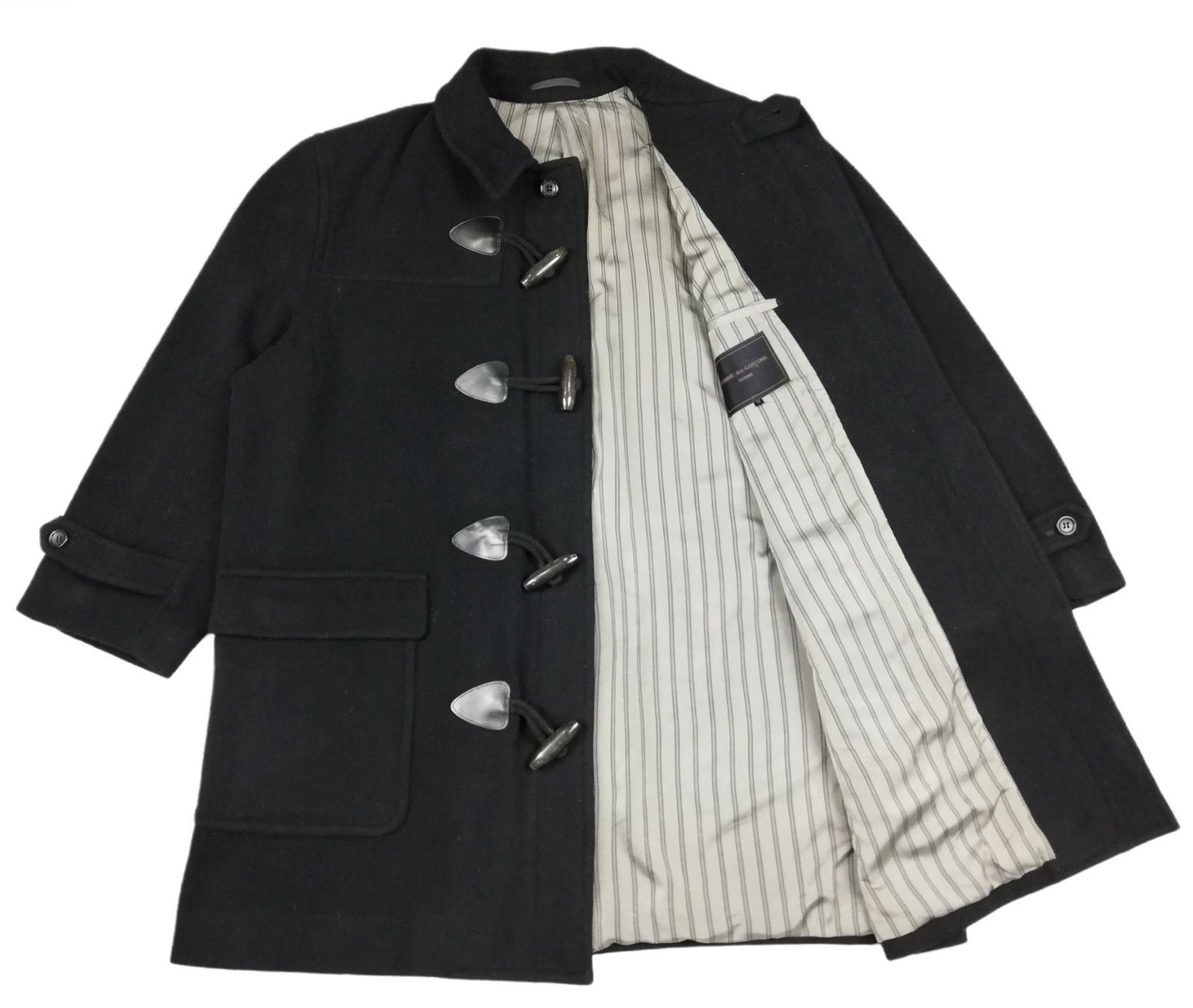 Comme des Garcons × Comme des Garcons Homme Plus 🔥Archival CDGH 1980's Black Wool Heavy Duffle Coat Jacket Size US M / EU 48-50 / 2 - 7 Thumbnail