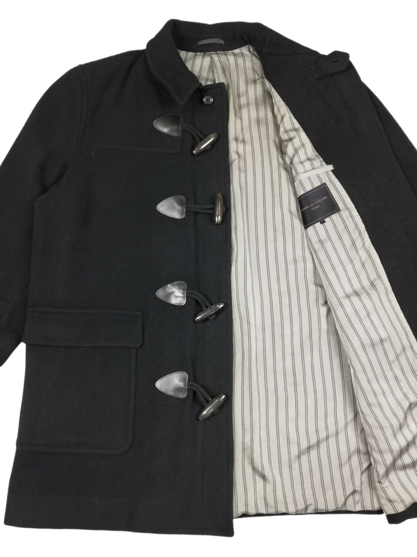 Comme des Garcons × Comme des Garcons Homme Plus 🔥Archival CDGH 1980's Black Wool Heavy Duffle Coat Jacket Size US M / EU 48-50 / 2 - 8 Thumbnail
