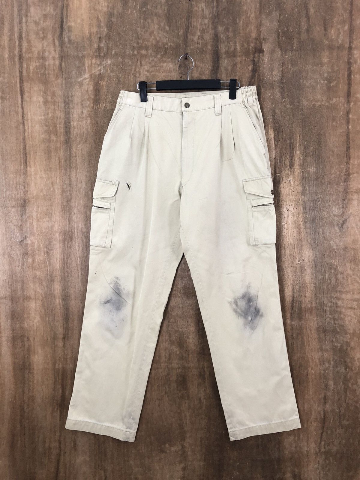 Japanese Brand Desk light Brown distressed Cargo Multipocket pants # 6217 Size US 29 - 1 Thumbnail