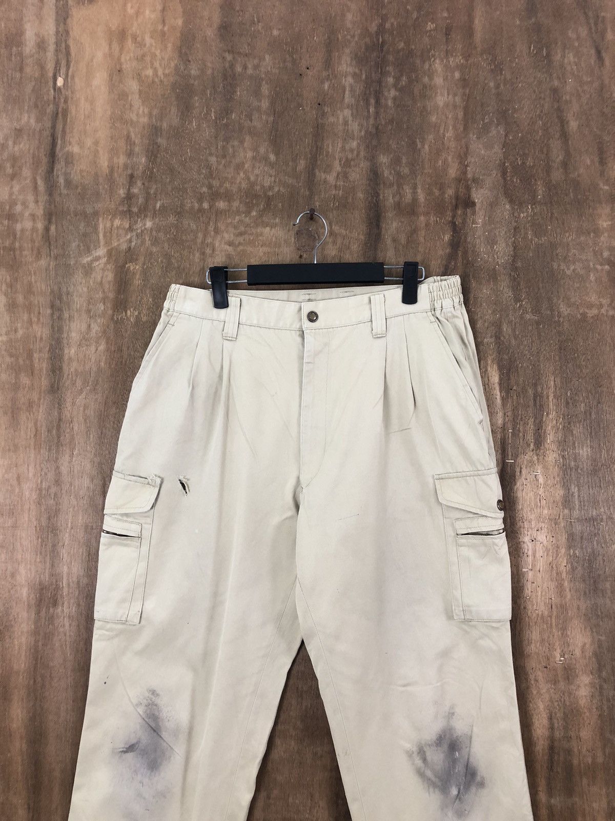 Japanese Brand Desk light Brown distressed Cargo Multipocket pants # 6217 Size US 29 - 2 Thumbnail