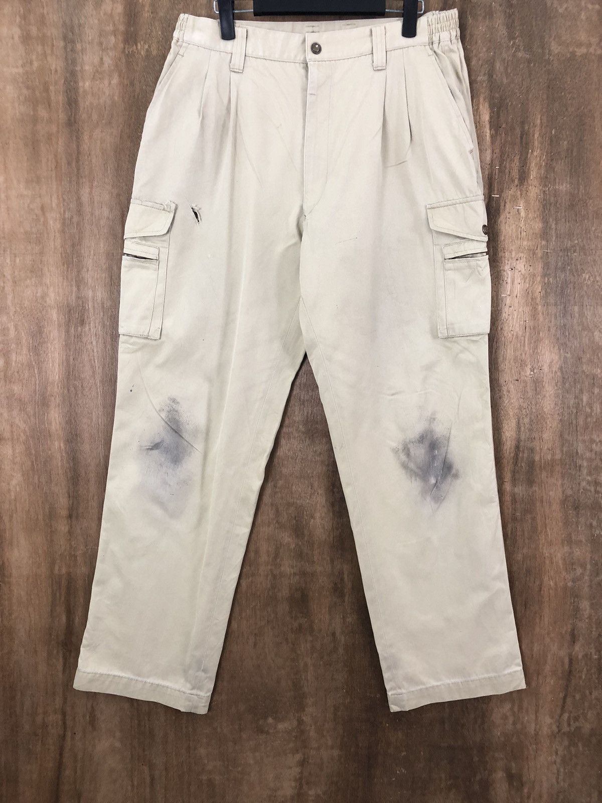 Japanese Brand Desk light Brown distressed Cargo Multipocket pants # 6217 Size US 29 - 3 Thumbnail