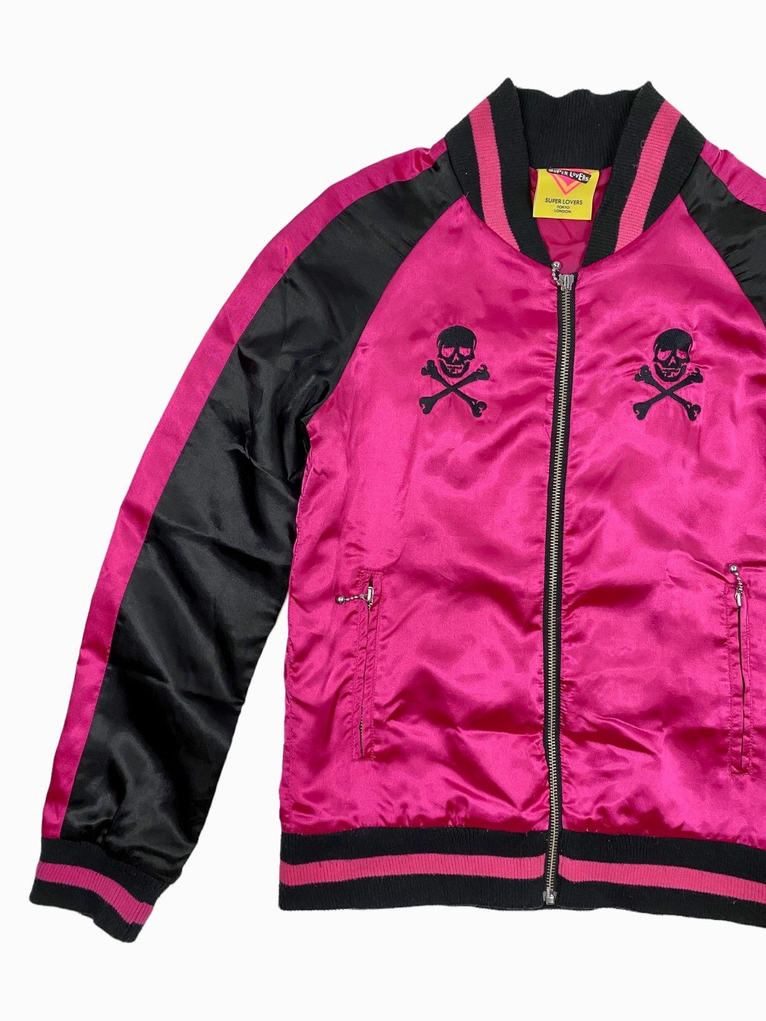 Japanese Brand Super Lovers Pink Satin Track Jacket Size S / US 4 / IT 40 - 2 Thumbnail