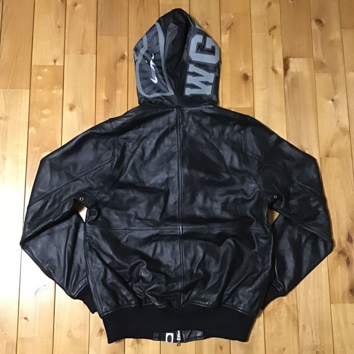 Bape store leather hoodie