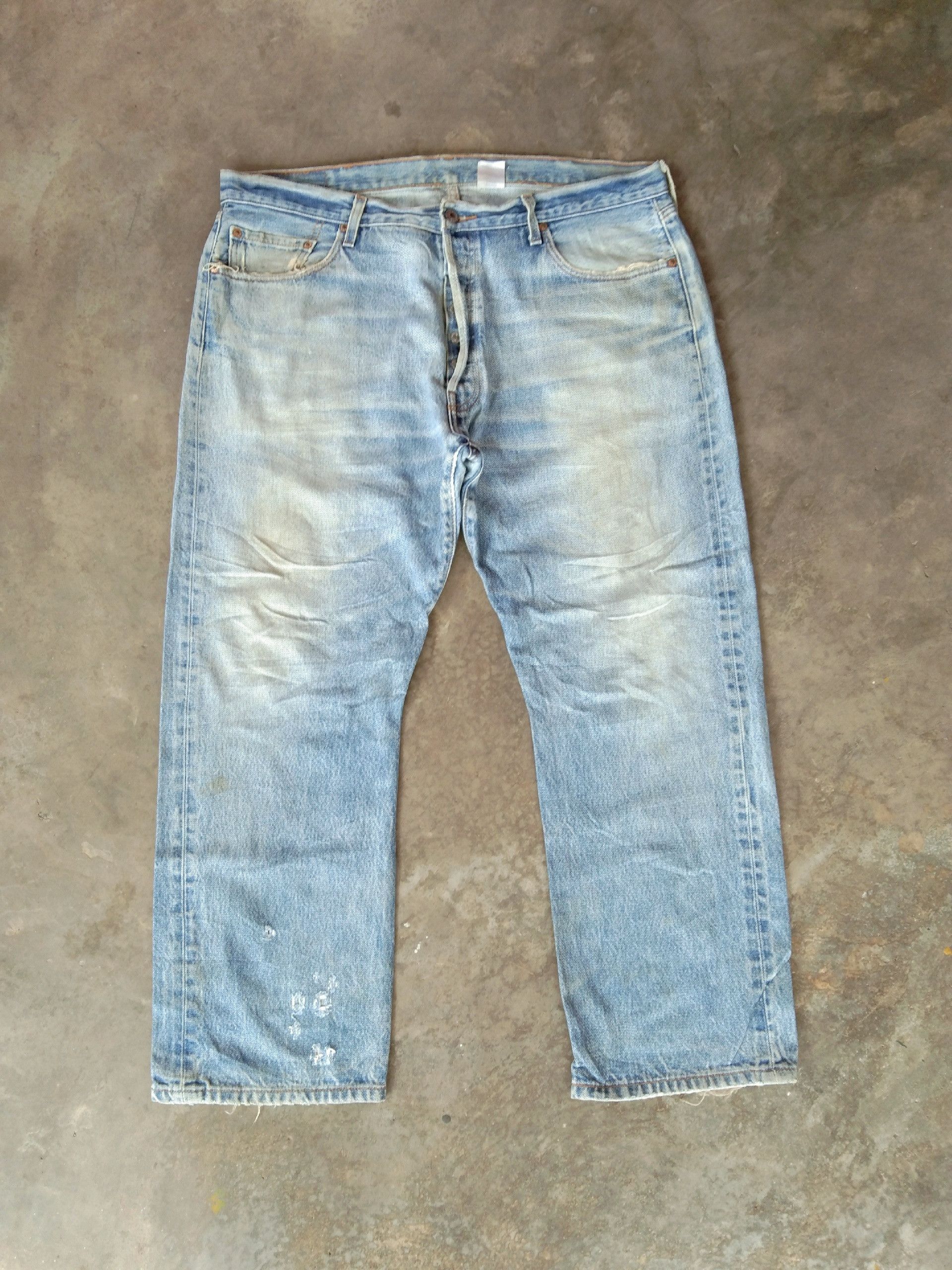 Vintage Vintage Levi's 501 Light Wash Distressed Jeans 40x29 | Grailed