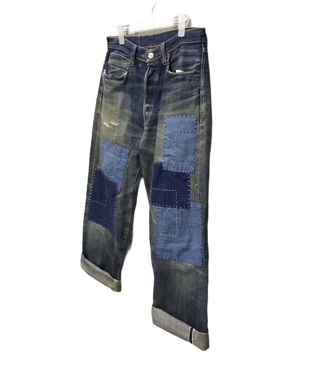 Sugar Cane FINAL DROP Reworked Sugarcane Selvedg Denim with Patchwork Size US 31 - 6 Thumbnail