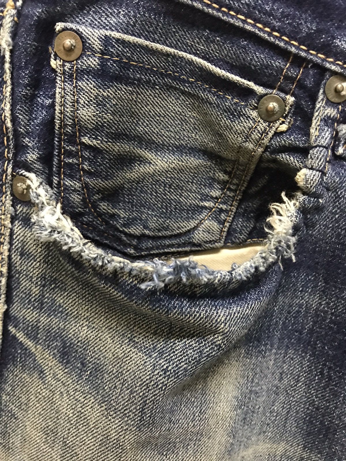 Sugar Cane FINAL DROP Reworked Sugarcane Selvedg Denim with Patchwork Size US 31 - 20 Thumbnail