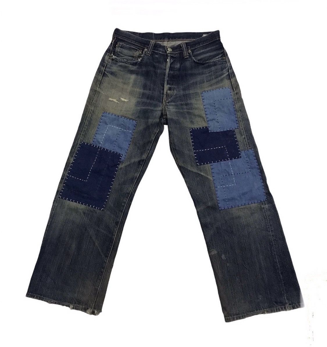 Sugar Cane FINAL DROP Reworked Sugarcane Selvedg Denim with Patchwork Size US 31 - 3 Thumbnail