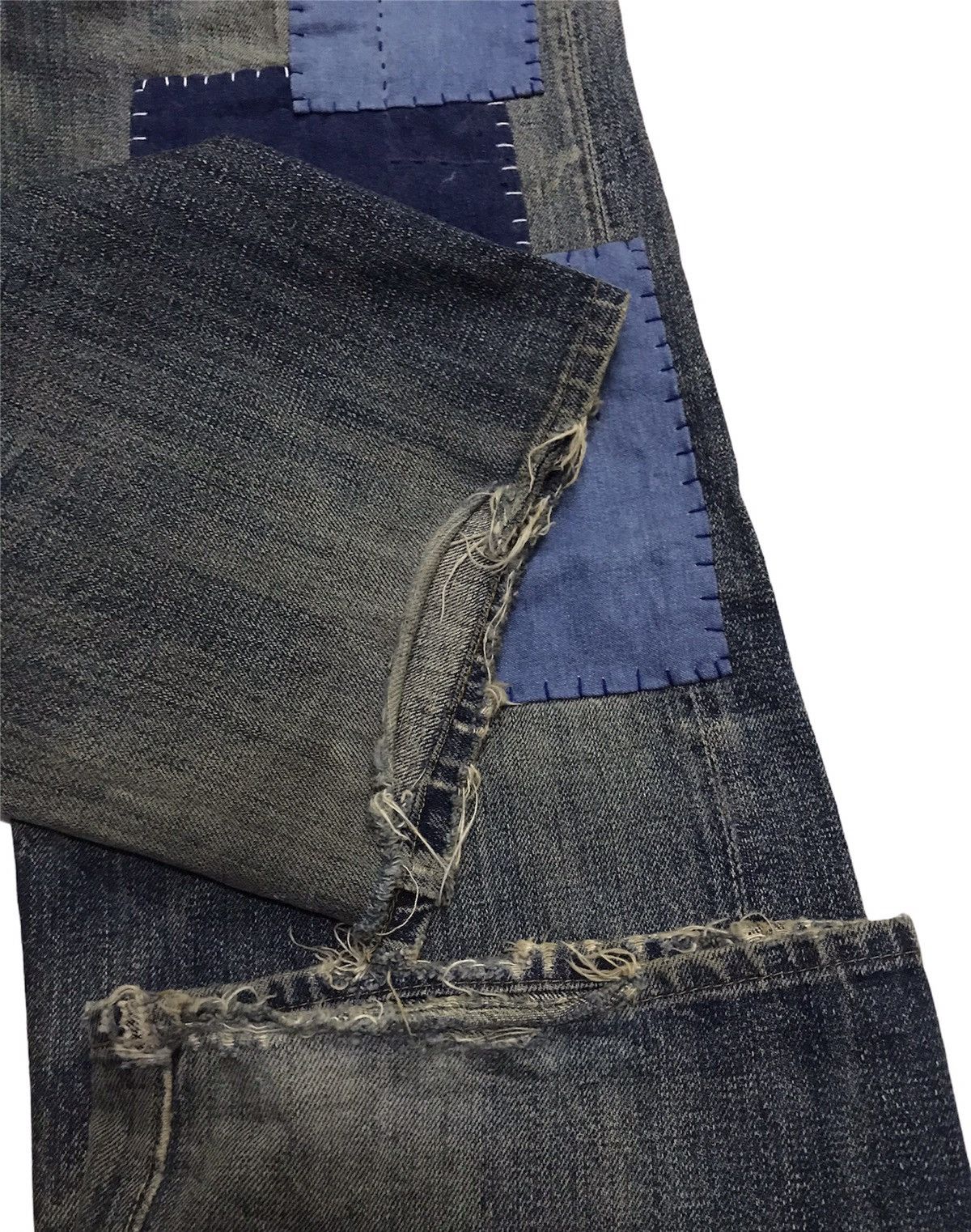 Sugar Cane FINAL DROP Reworked Sugarcane Selvedg Denim with Patchwork Size US 31 - 12 Thumbnail