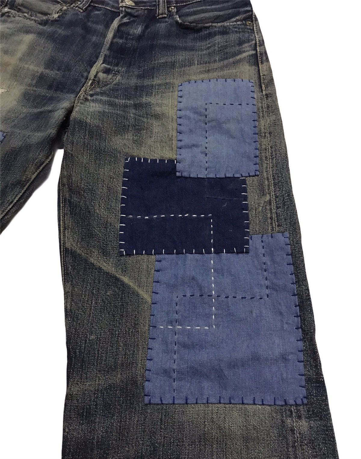 Sugar Cane FINAL DROP Reworked Sugarcane Selvedg Denim with Patchwork Size US 31 - 10 Thumbnail