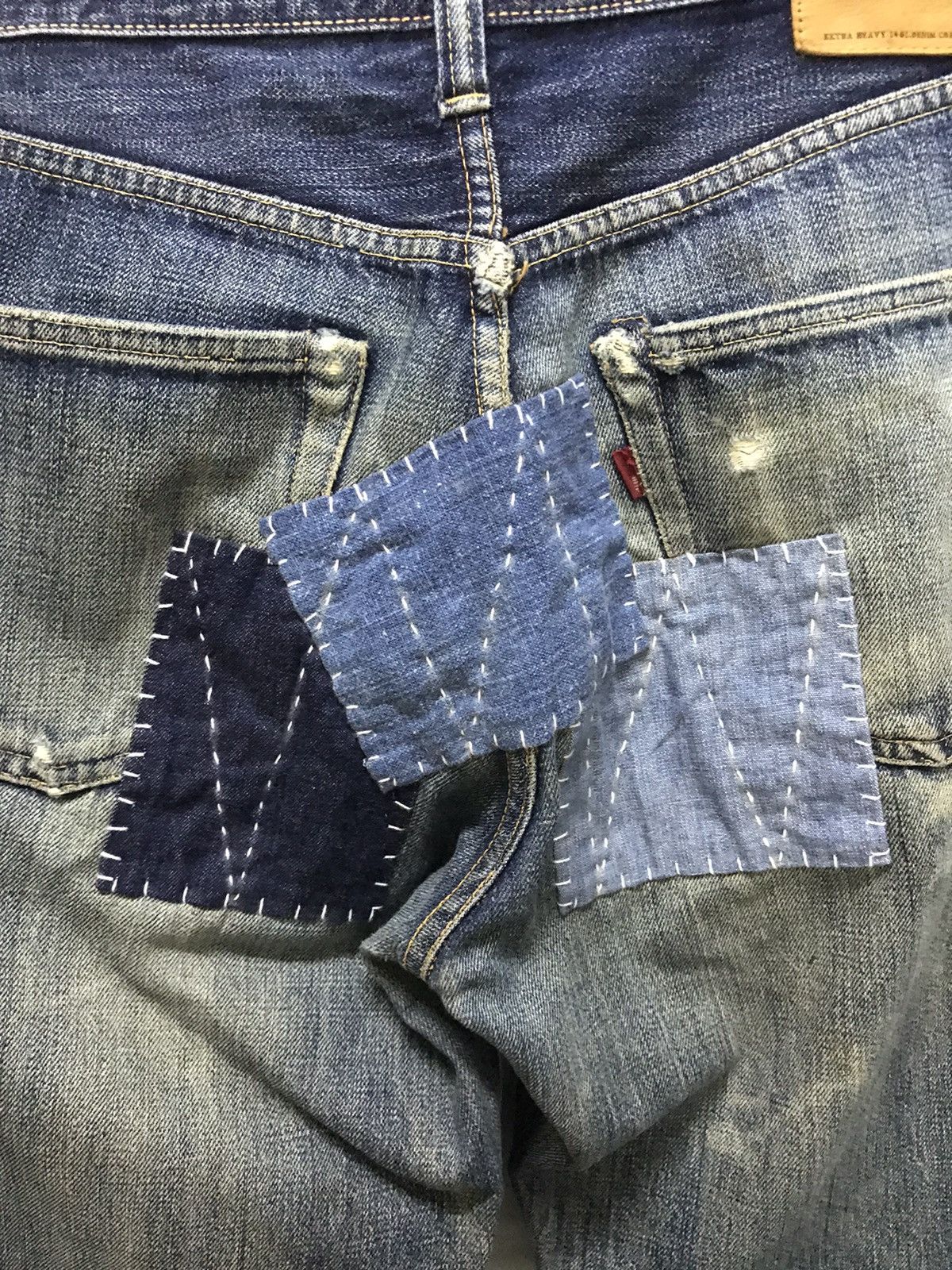Sugar Cane FINAL DROP Reworked Sugarcane Selvedg Denim with Patchwork Size US 31 - 7 Thumbnail