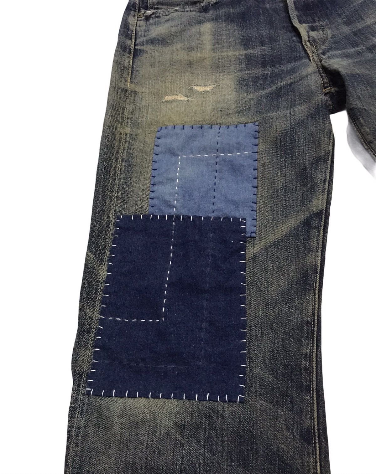 Sugar Cane FINAL DROP Reworked Sugarcane Selvedg Denim with Patchwork Size US 31 - 11 Thumbnail