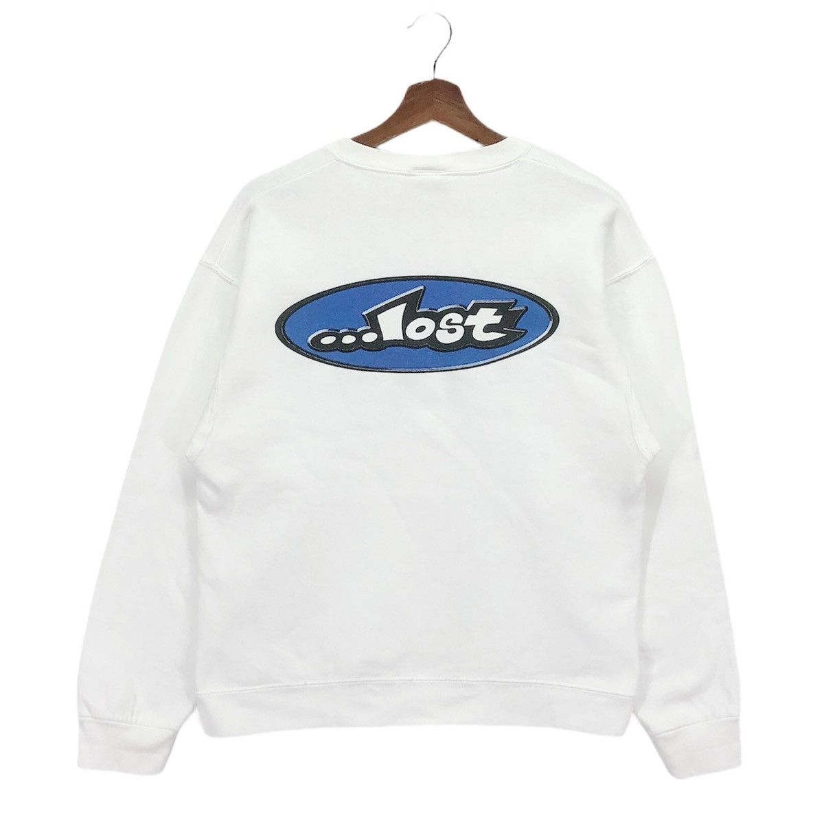 image of Vintage Lost Skateboard Surf Skate Crewneck in White, Men's (Size Medium)