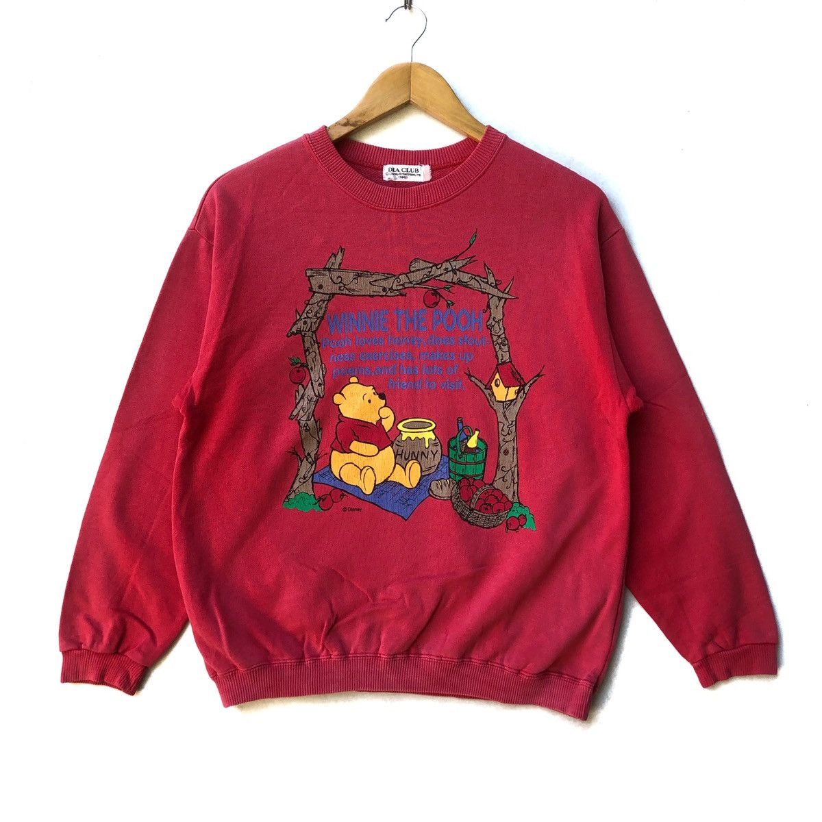 image of Cartoon Network x Disney Vintage Pooh Disney Cartoon in Red, Men's (Size XS)