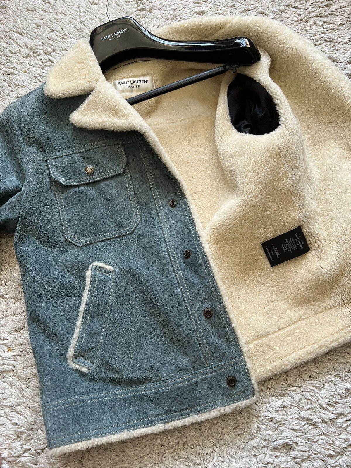 Saint Laurent Paris 18FW Shearling Suede Denim Jacket sz46 Size US S / EU 44-46 / 1 - 10 Thumbnail