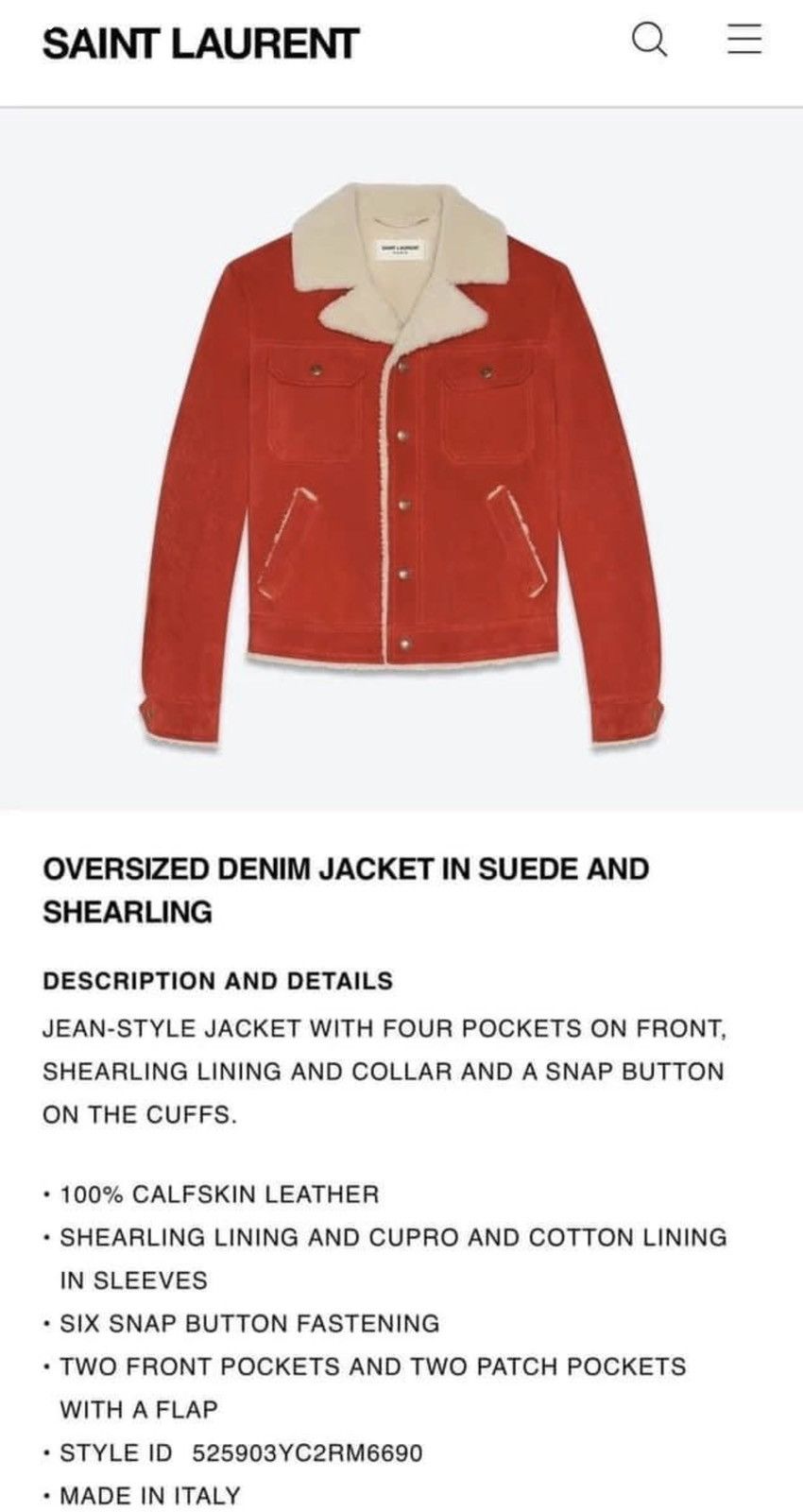 Saint Laurent Paris 18FW Shearling Suede Denim Jacket sz46 Size US S / EU 44-46 / 1 - 16 Thumbnail