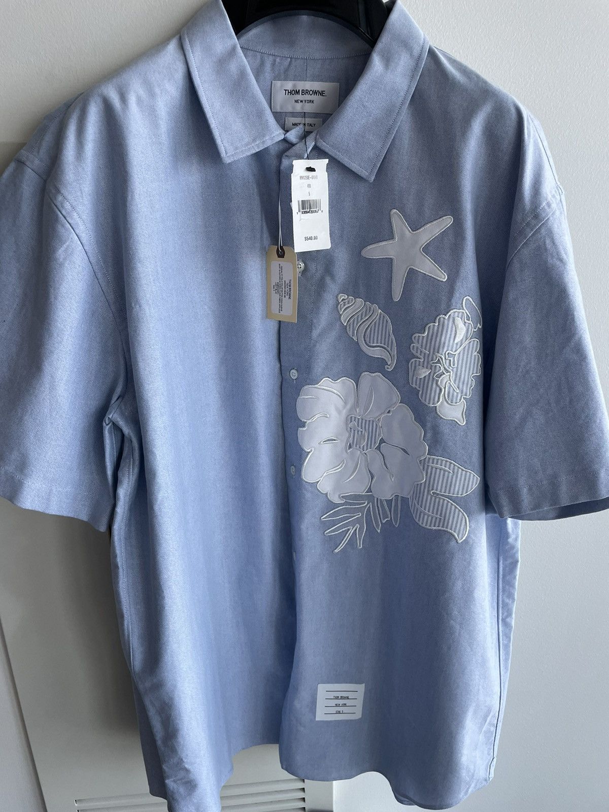 Thom Browne Rare Limited Runway TB Short Sleeve Ocean Appliqué Shirt Size US XXL / EU 58 / 5 - 12 Thumbnail