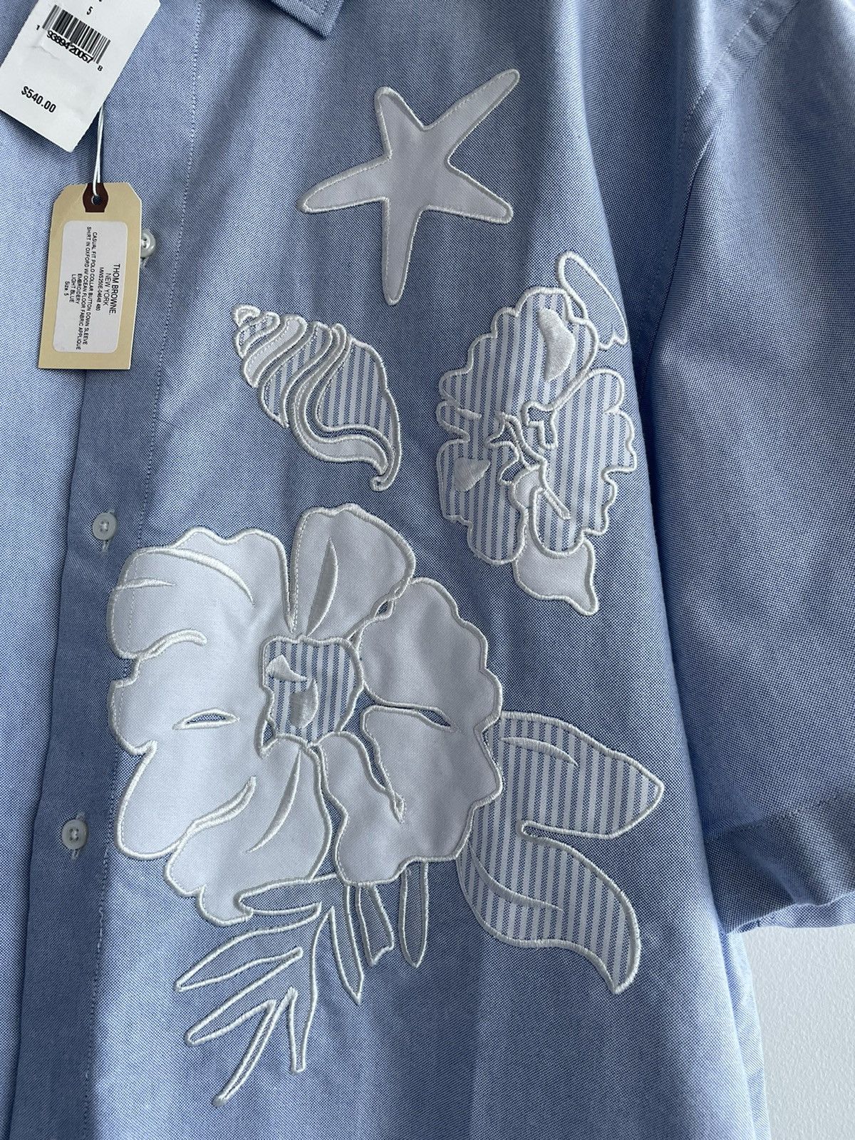 Thom Browne Rare Limited Runway TB Short Sleeve Ocean Appliqué Shirt Size US XXL / EU 58 / 5 - 4 Thumbnail