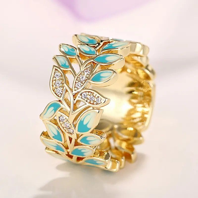 Japanese Brand × Jewelry × Vintage Creative Handmade Gradient Enamel Leaf Ring Size ONE SIZE - 3 Thumbnail