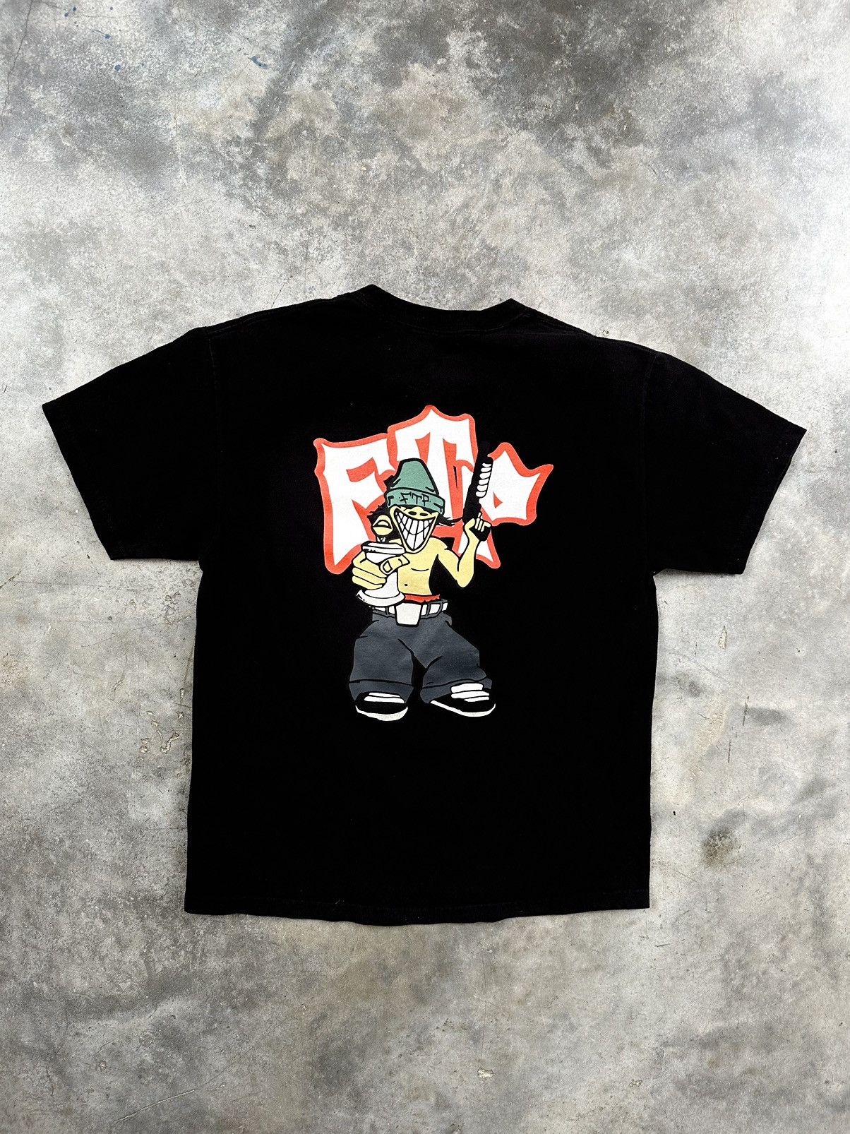 image of Fuck The Population Black Tagger / Graffiti Tee Sz. Large, Men's