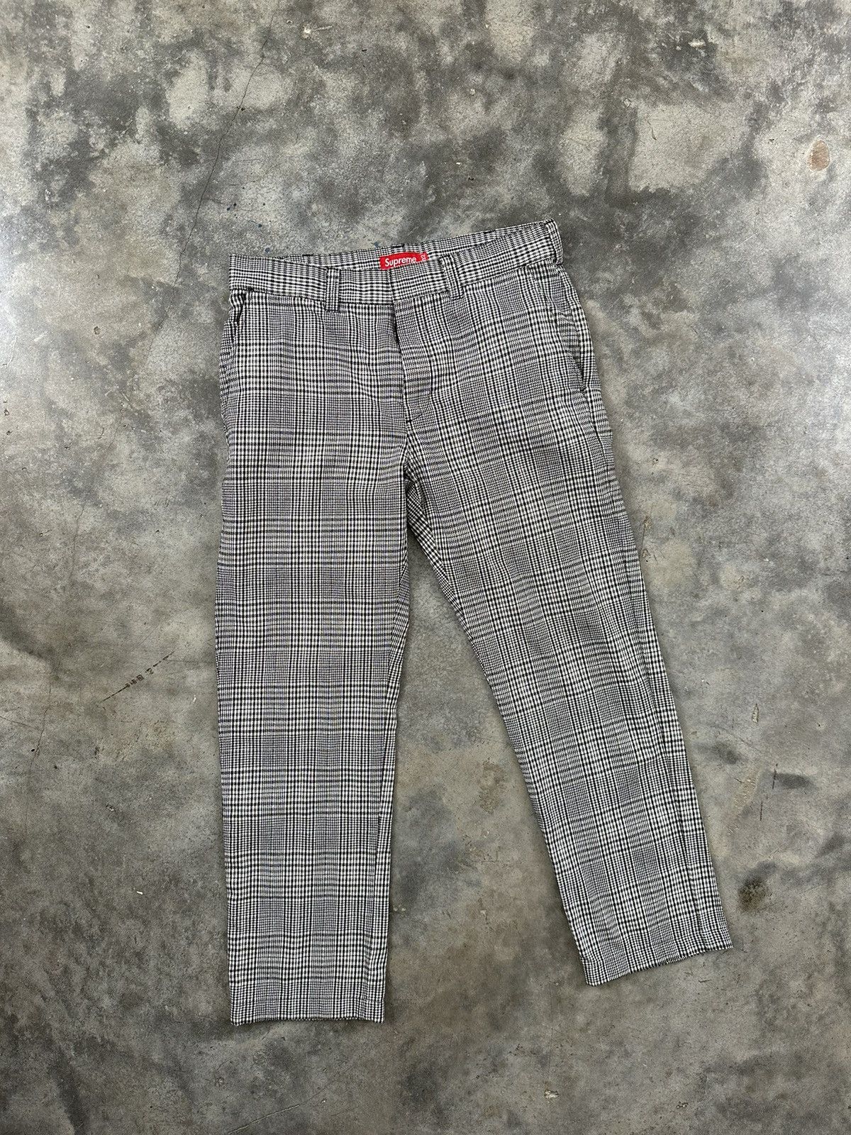 image of Supreme Work Pants (Ss19) Black Plaid Pants Sz. 32 Skate in White, Men's