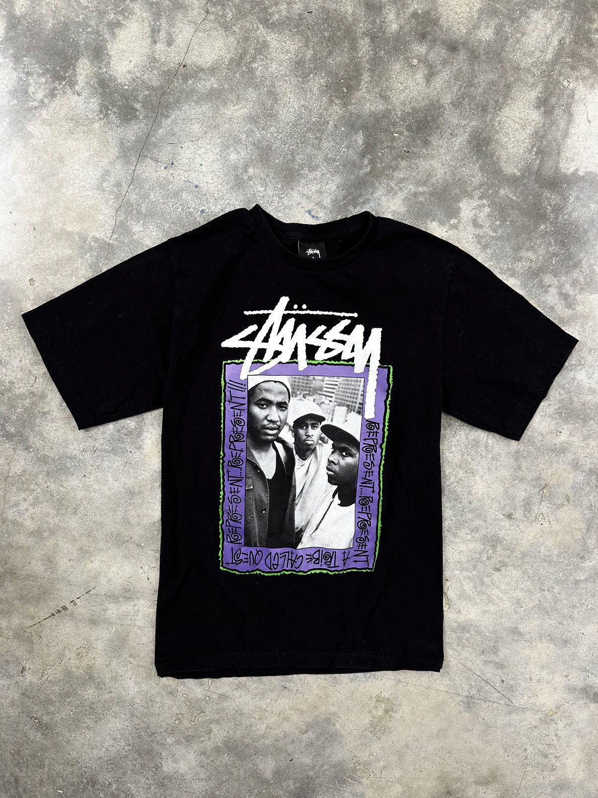 image of Stussy X A Tribe Called Quest Portrait Roots Tee Small in Black, Men's