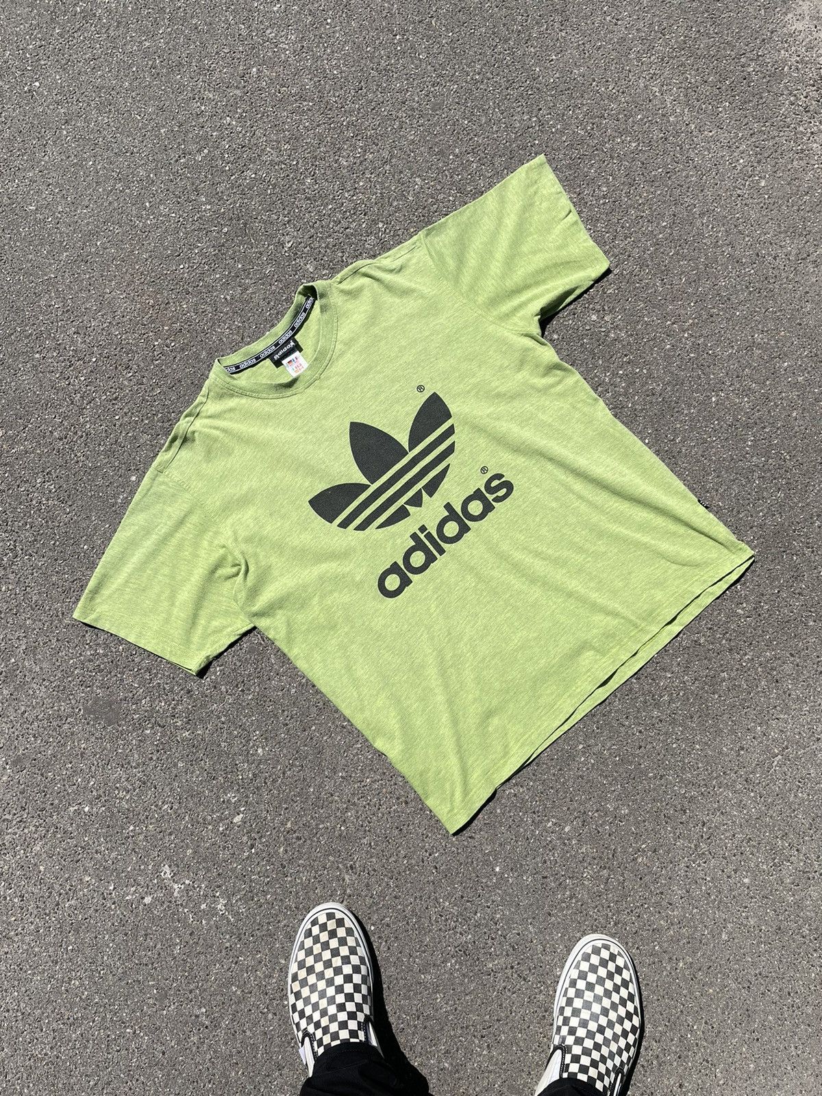 Adidas × Vintage Rare Vintage Adidas Lime Green Melange T-Shirt 🇬🇷 Size US XL / EU 56 / 4 - 1 Thumbnail