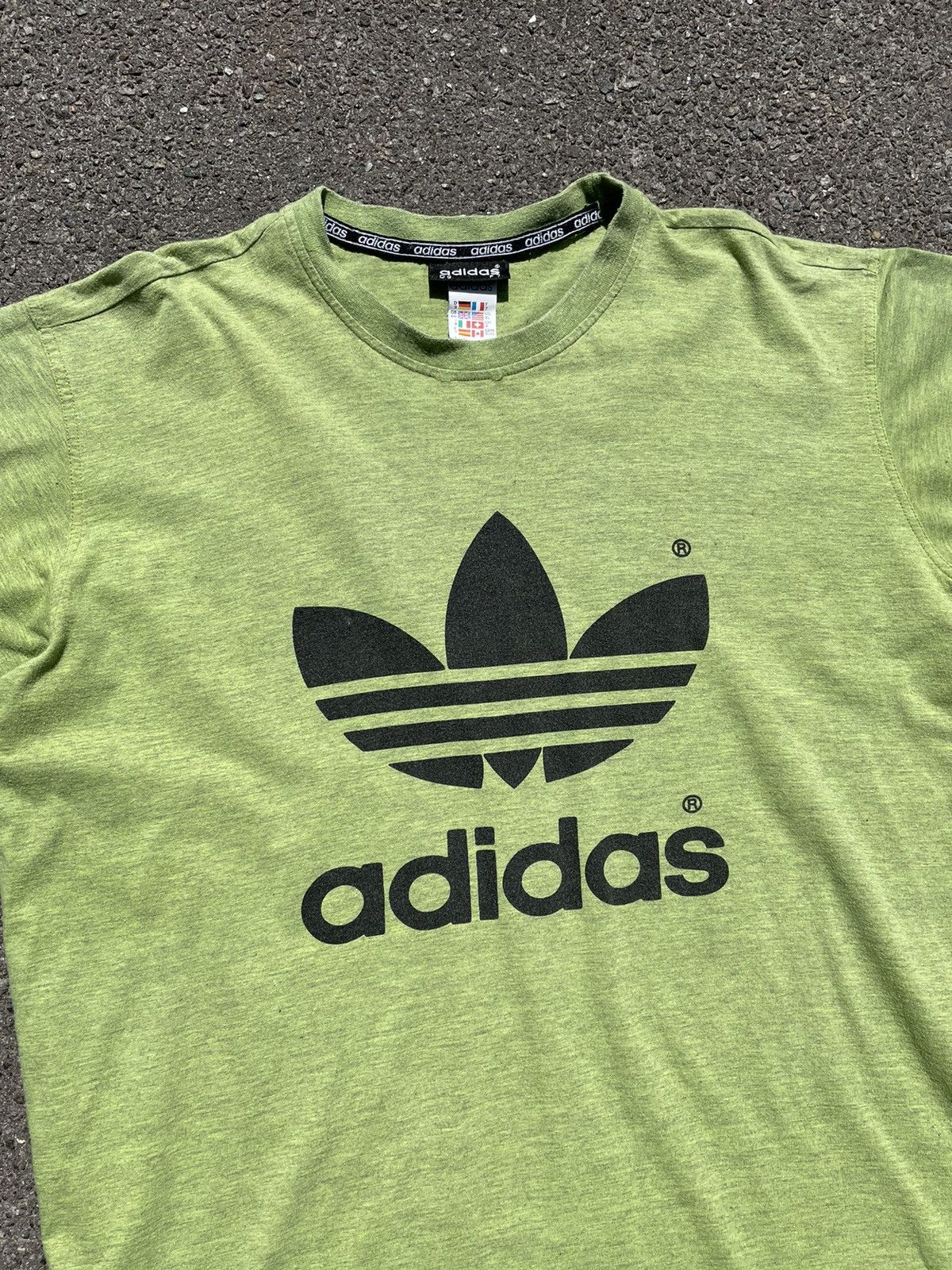 Adidas × Vintage Rare Vintage Adidas Lime Green Melange T-Shirt 🇬🇷 Size US XL / EU 56 / 4 - 2 Thumbnail